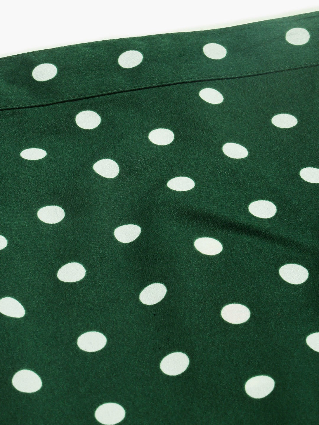 Berrylush Women Green Polka Dot Asymmetrical Hem Ruffled Wrap Skirt