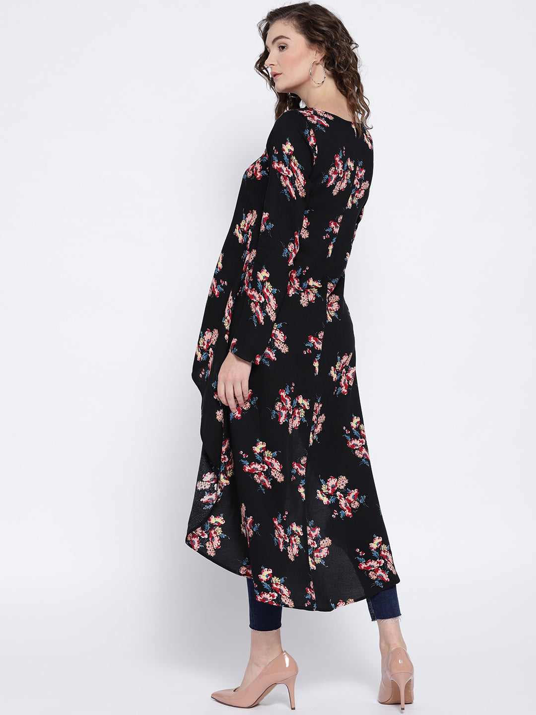 Black Printed High-Low Top - Berrylush