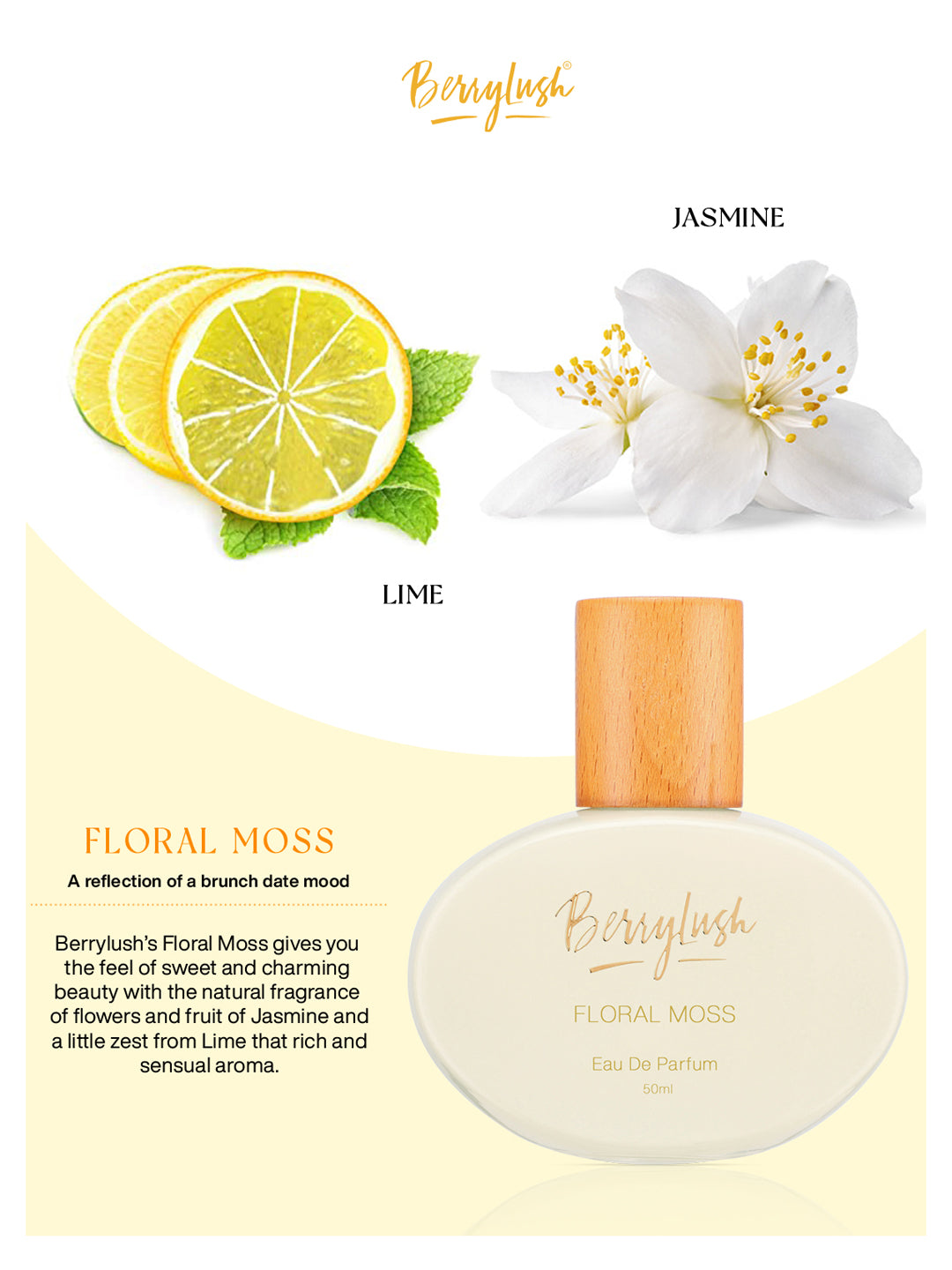 Berrylush Women Floral Moss Eau De Parfum Long Lasting Brunch Perfume - 50ml