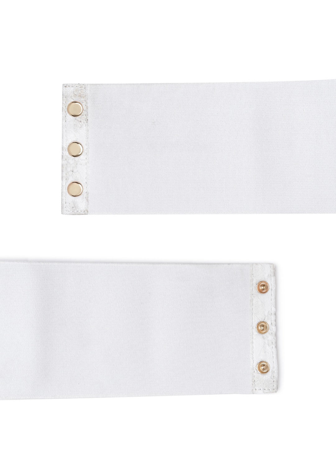 Berrylush Women Solid White Front Tie-Up Synthetic Leather Embellished Wide Belt