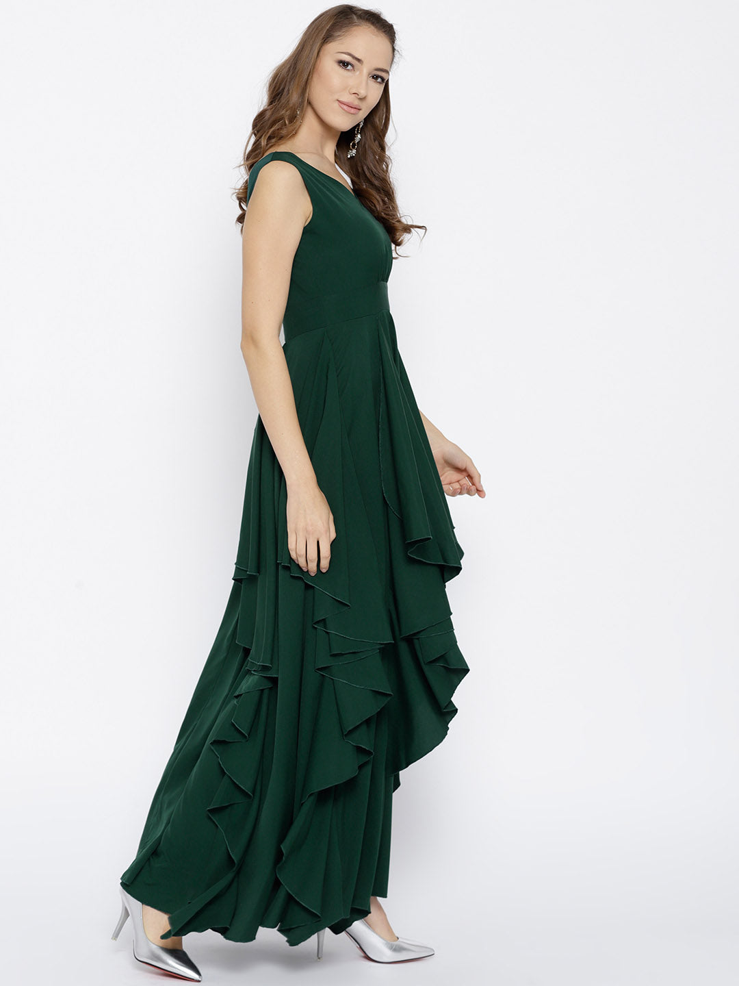 Green Solid Maxi Dress - Berrylush