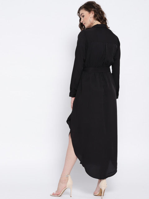Black Solid Empire Dress - Berrylush