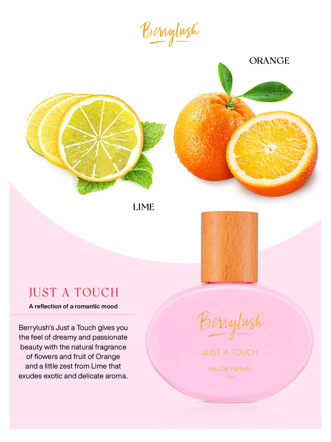 Berrylush Women Just A Touch Eau De Parfum Long Lasting Date Perfume - 50ml