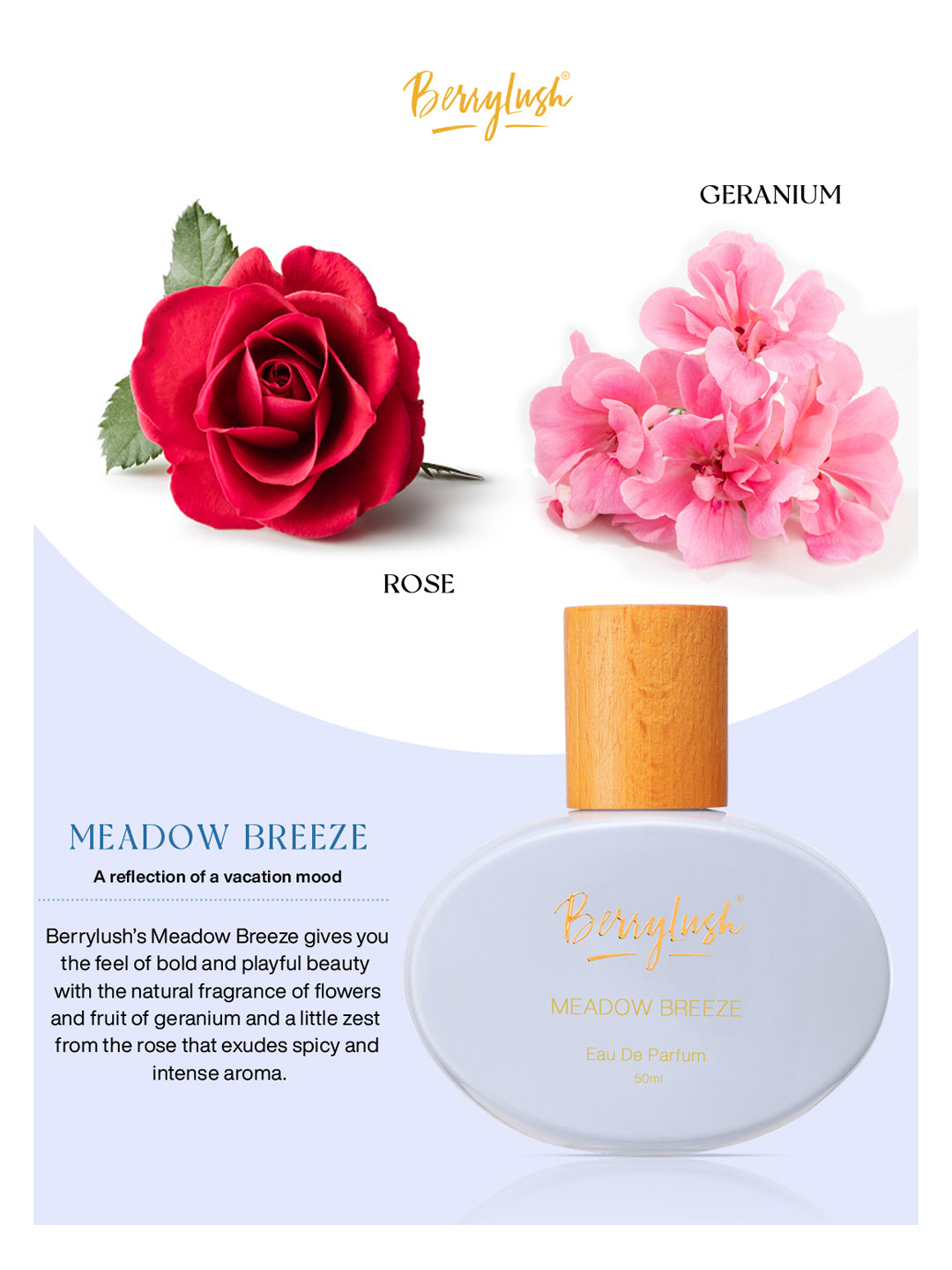 Berrylush Women Meadow Breeze Eau De Parfum Long Lasting Vacation Perfume - 50ml