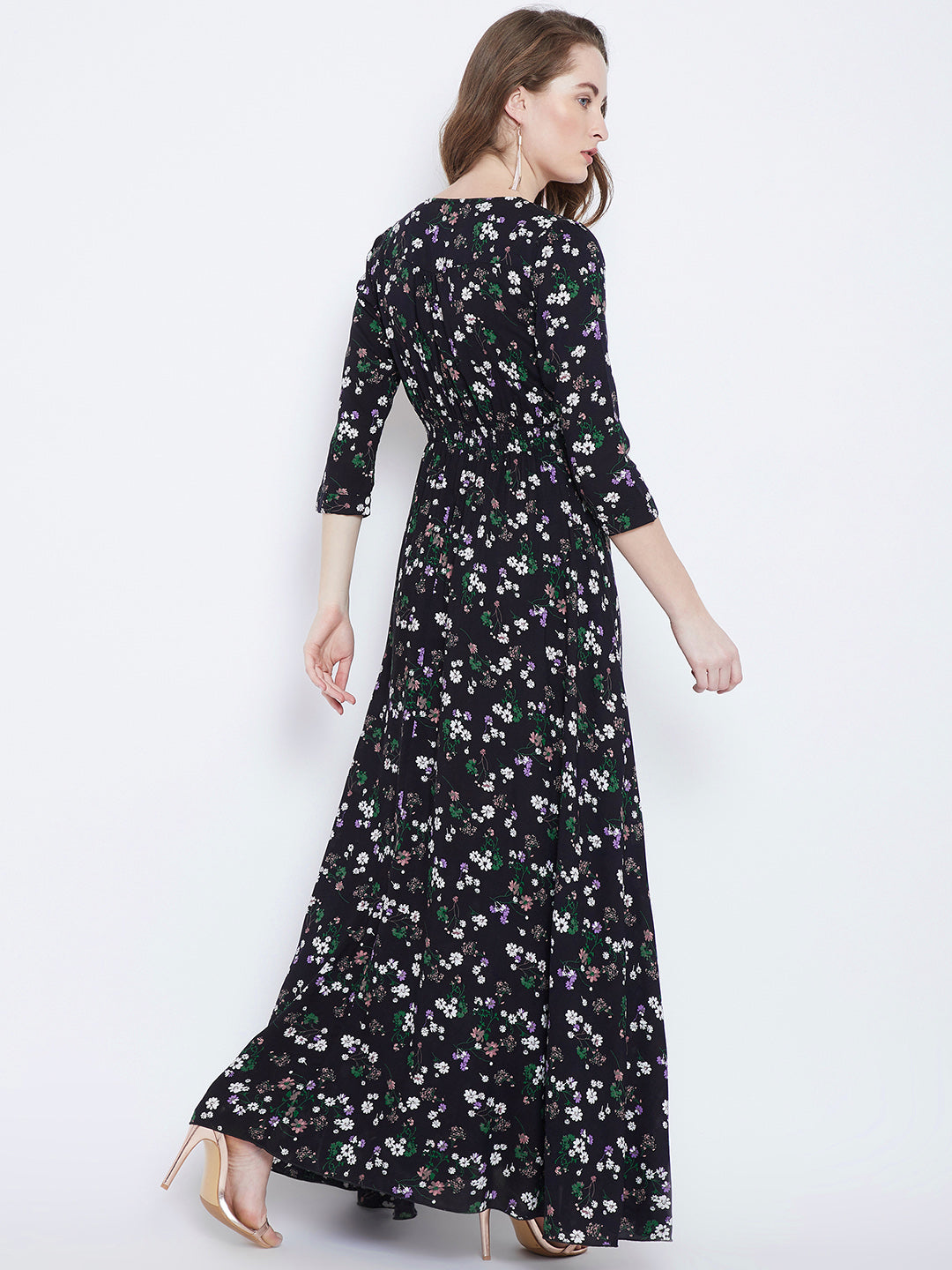 Black Printed Maxi Dress - Berrylush