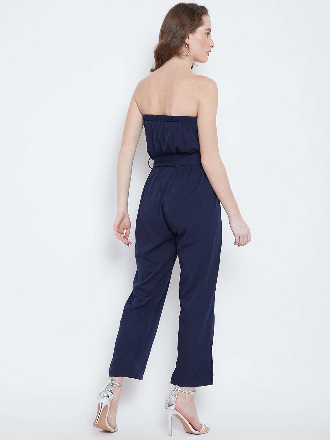 Navy Blue Solid Jumpsuit - Berrylush