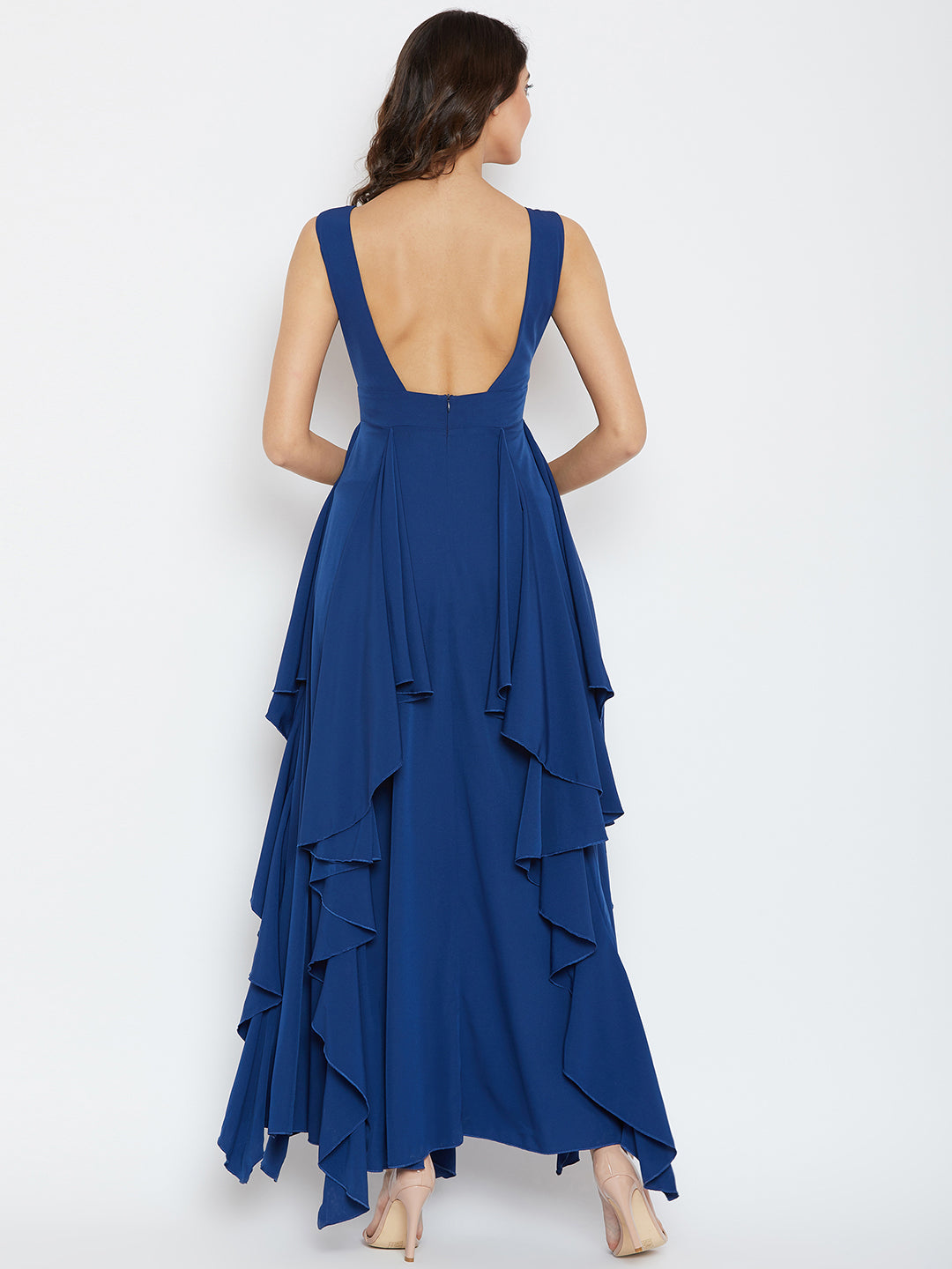 Blue Solid Maxi Dress - Berrylush