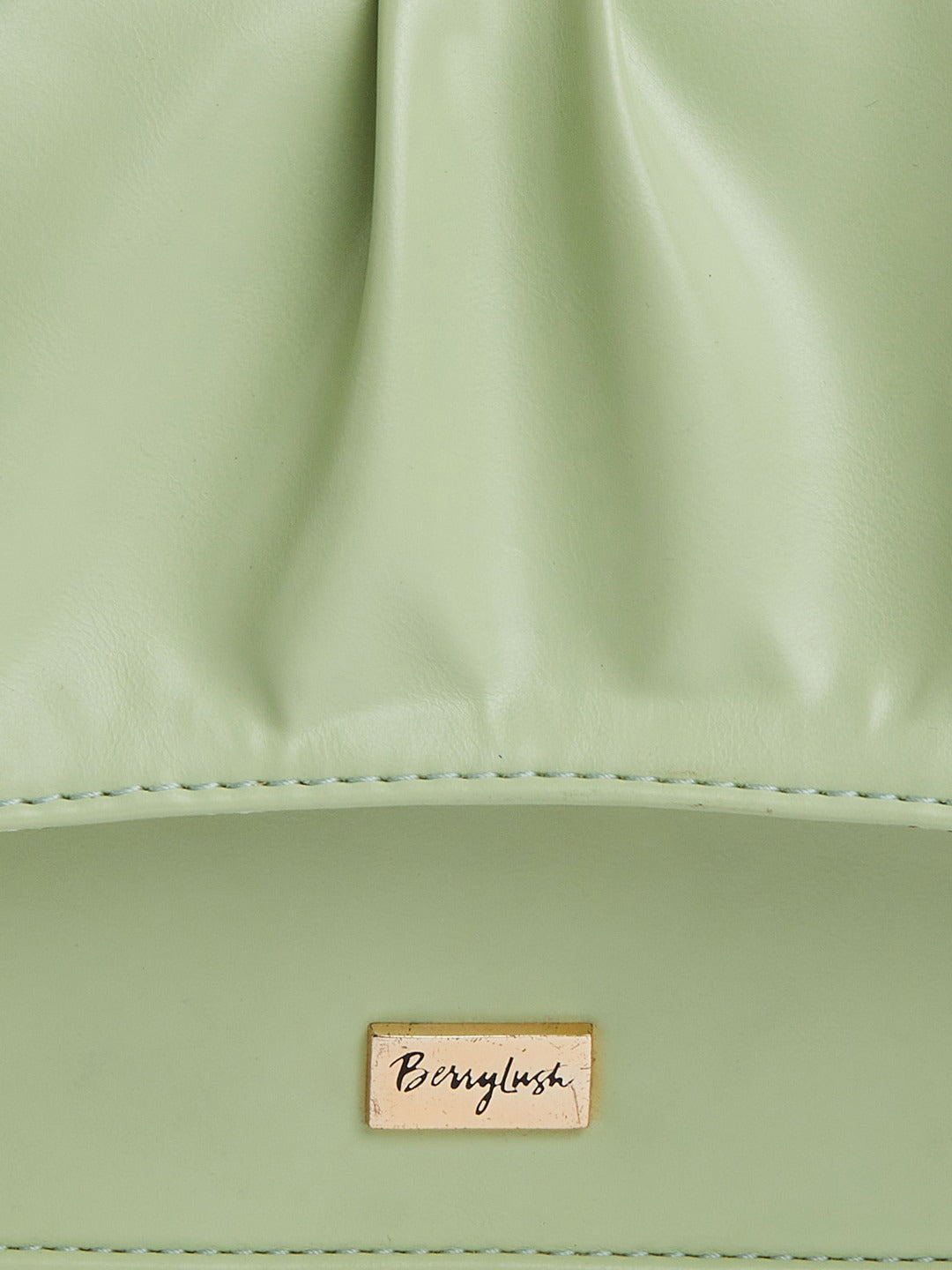 Berrylush Women Solid Green PU Detachable Sling Strap Embellished Structured Small Handheld Bag