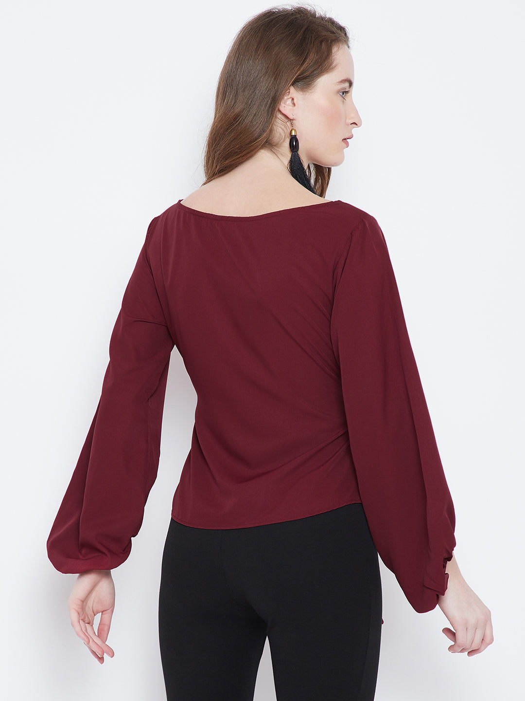 Maroon Solid A-Line Top - Berrylush