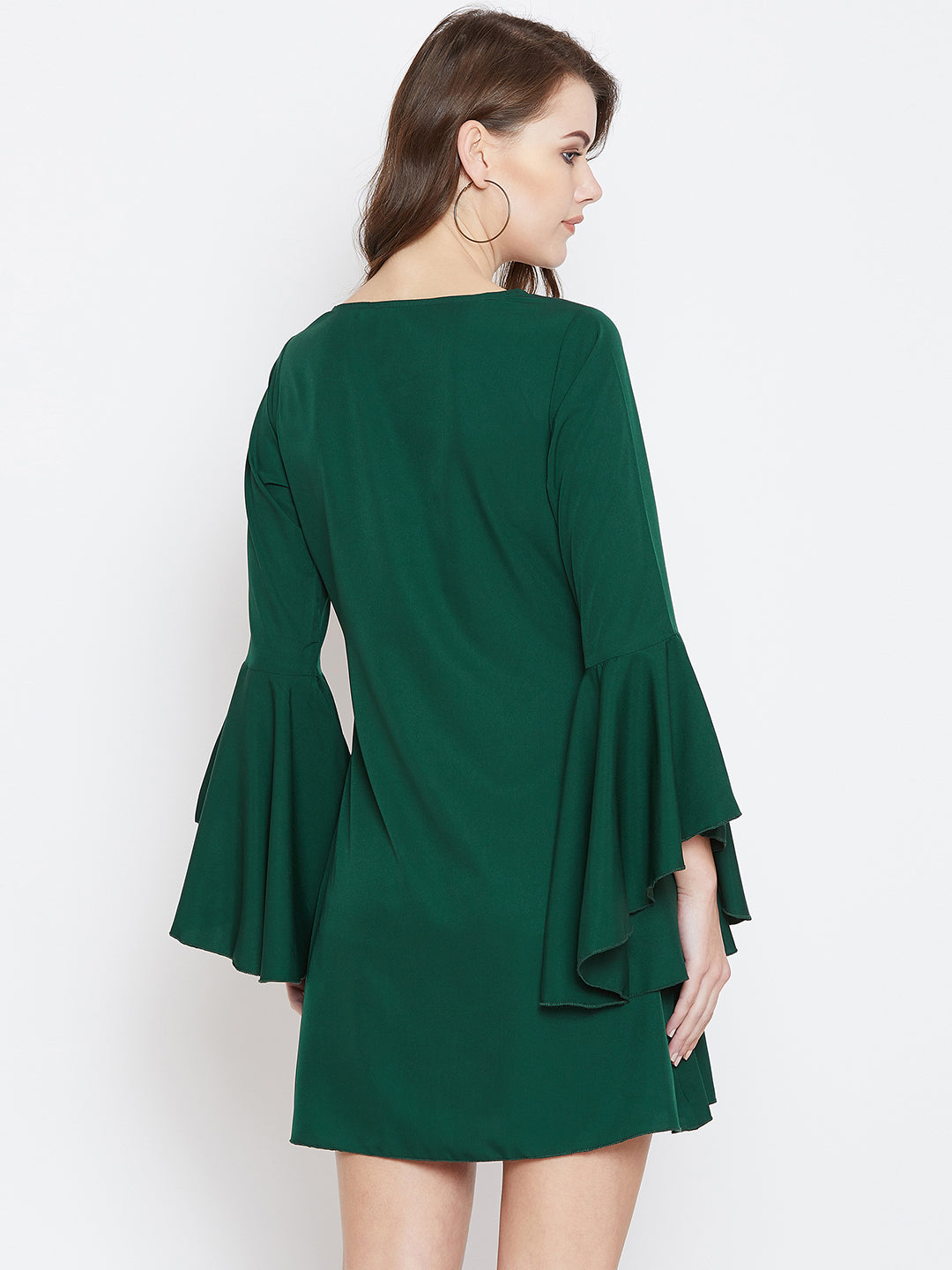 Green Solid A-Line Dress - Berrylush