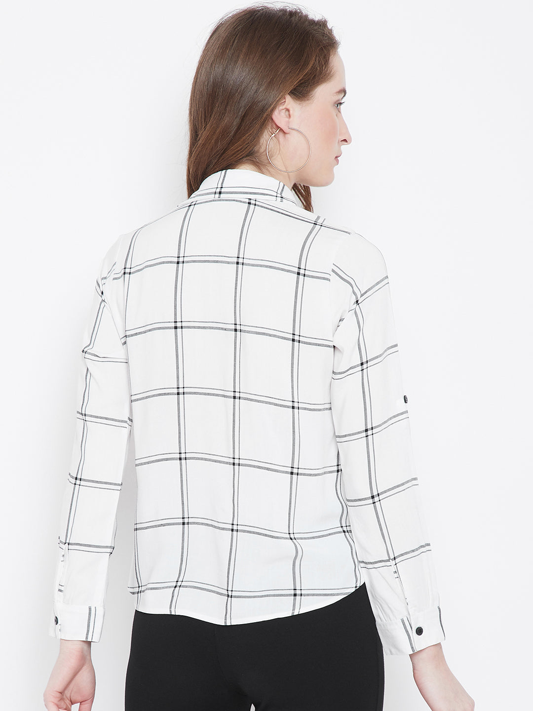 White & Black Checked Shirt Style Top - Berrylush