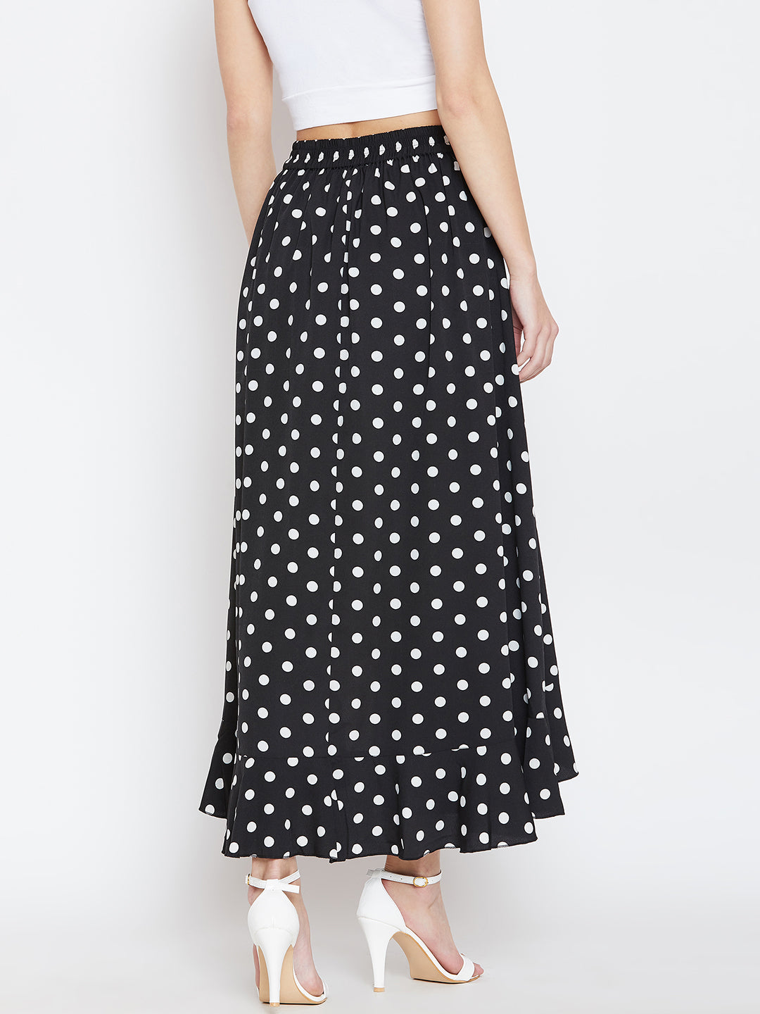 Black & White Printed Flared Maxi Skirt - Berrylush