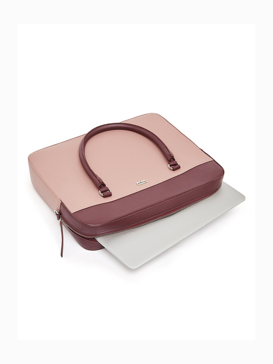 Berrylush Women Solid Maroon & Pink PU Detachable Sling Strap Regular Laptop Bag