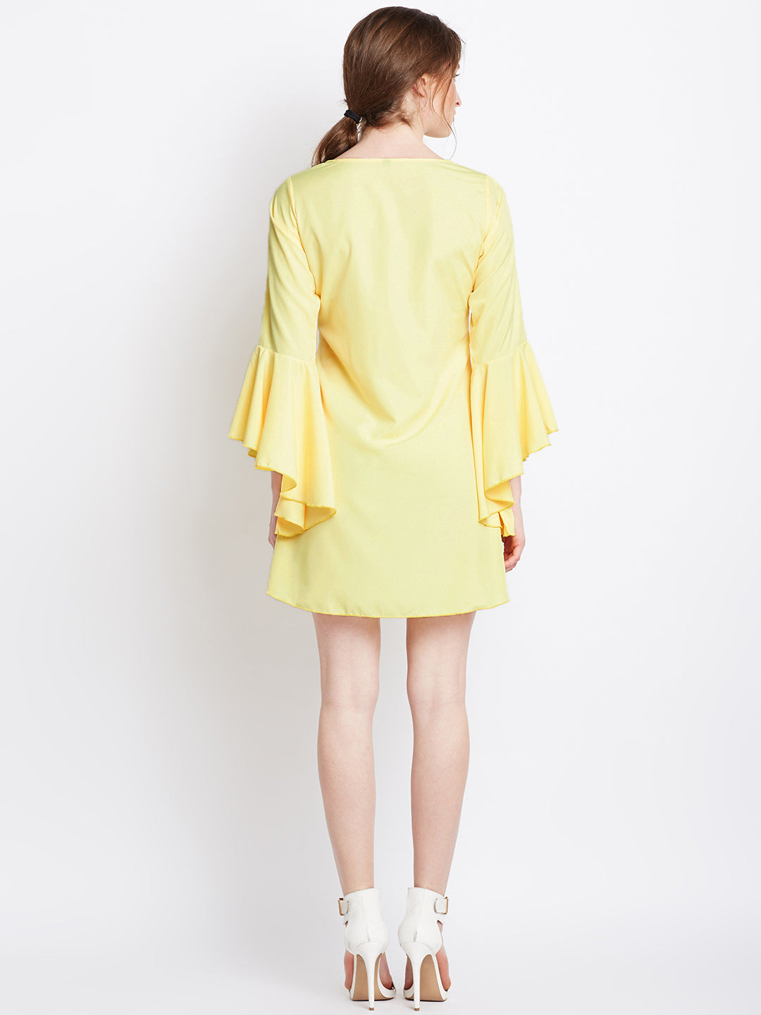 Yellow Solid A-Line Dress - Berrylush