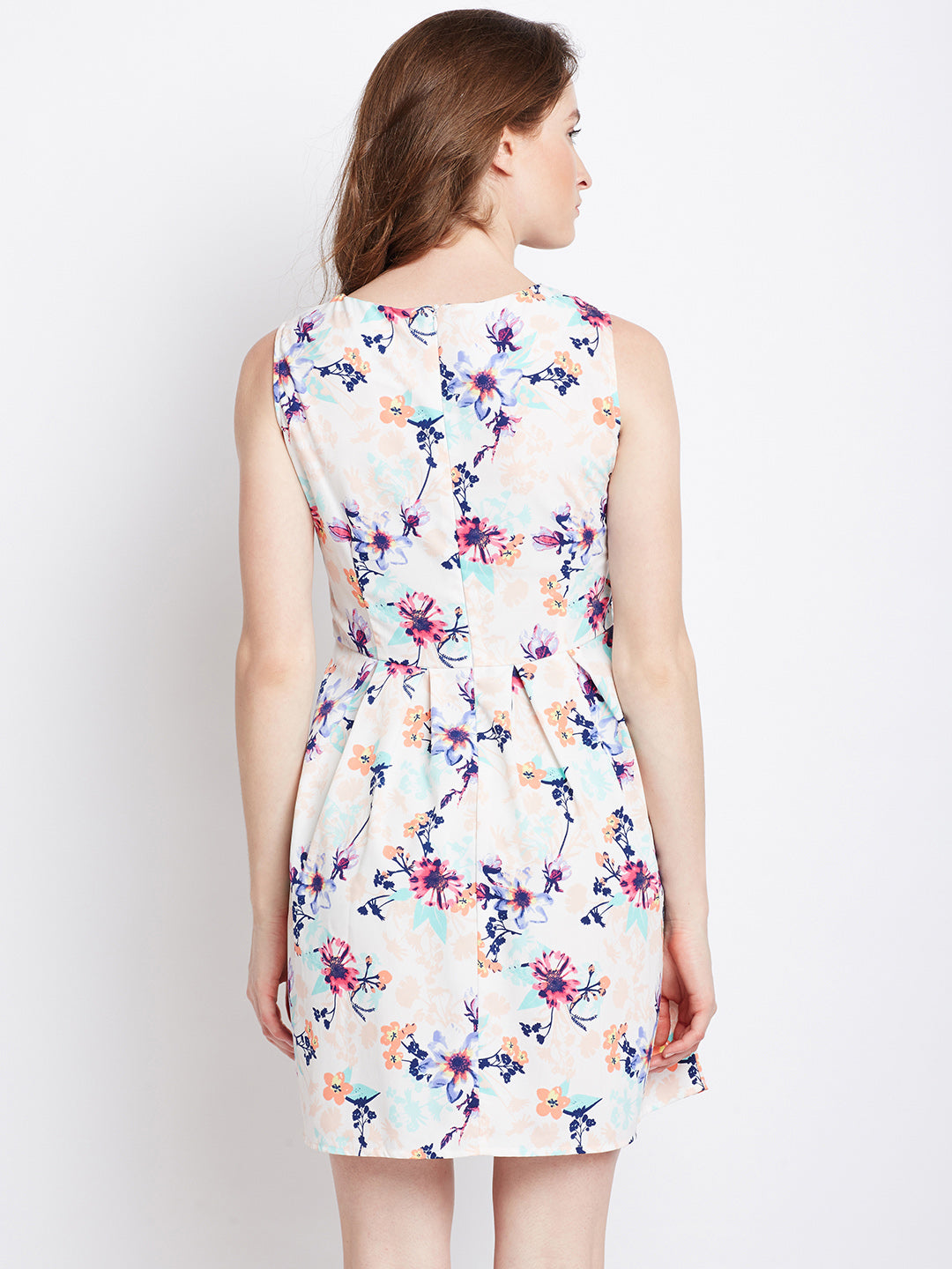 Off-White Printed Fit and Flare Dress - Berrylush