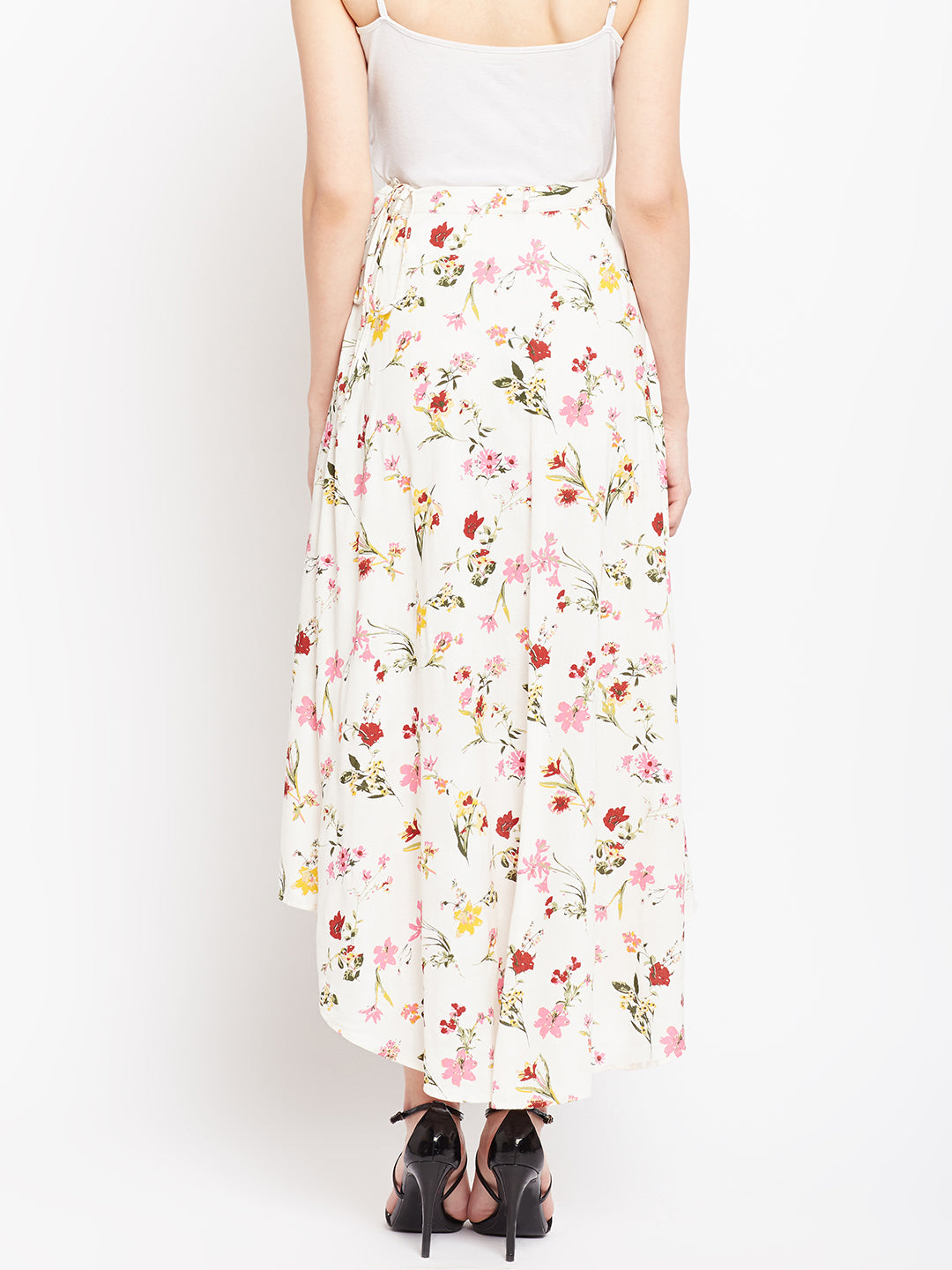 White Printed Slit Skirt - Berrylush