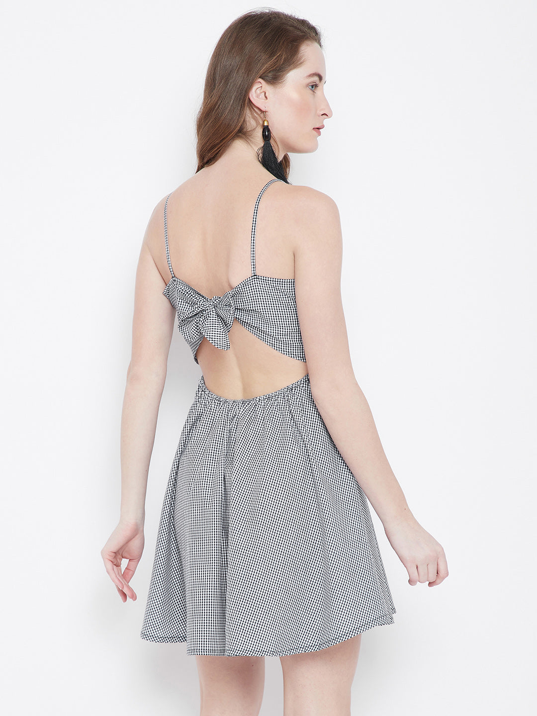 Black & White Checked Fit and Flare Dress - Berrylush