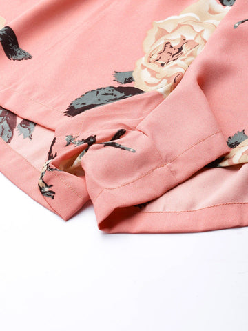 Berrylush Women Pink Floral Pattern High-Rise Waist Regular Hot Pants Mini  Shorts