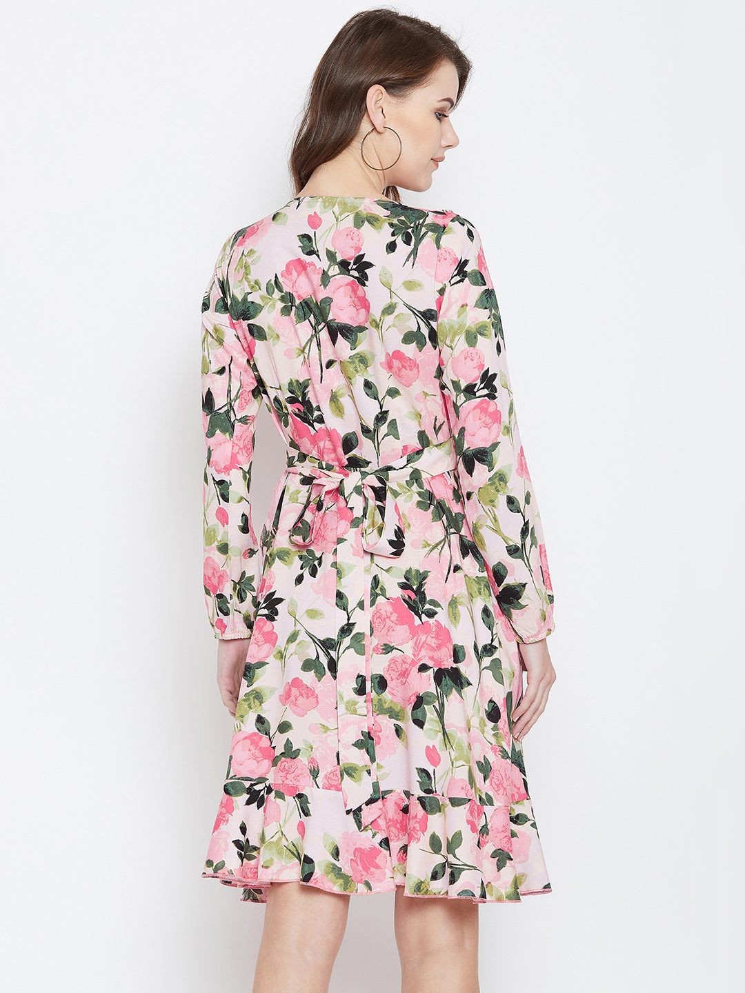 Pink Printed Fit and Flare Dress - Berrylush