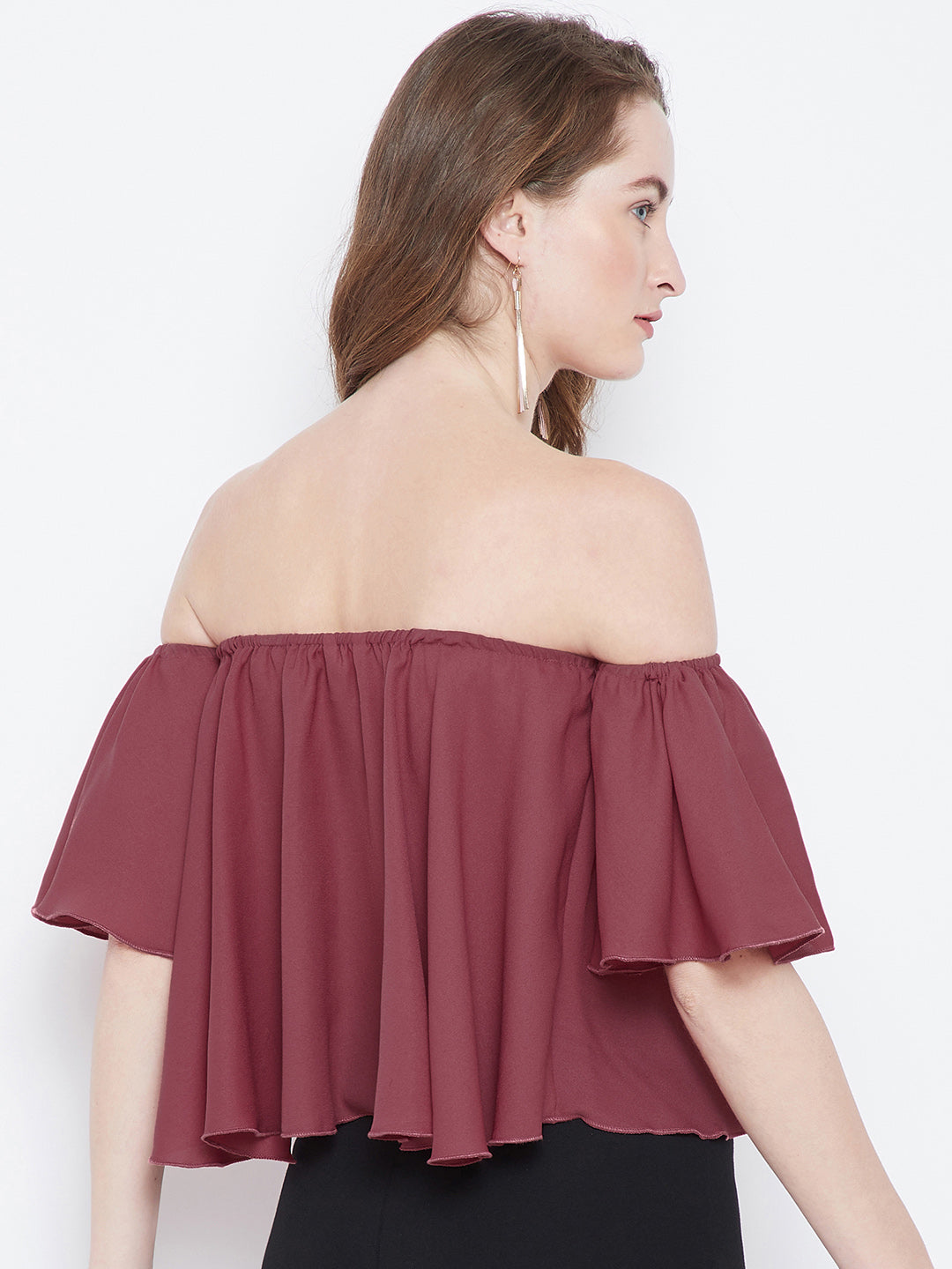 Mauve Solid Bardot Top - Berrylush