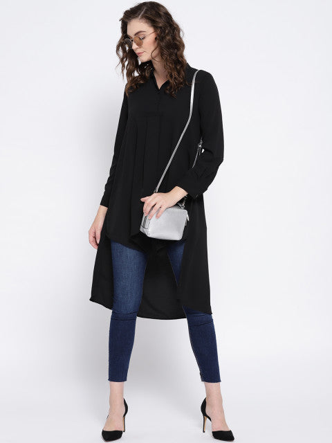 Black Solid High-Low Top - Berrylush