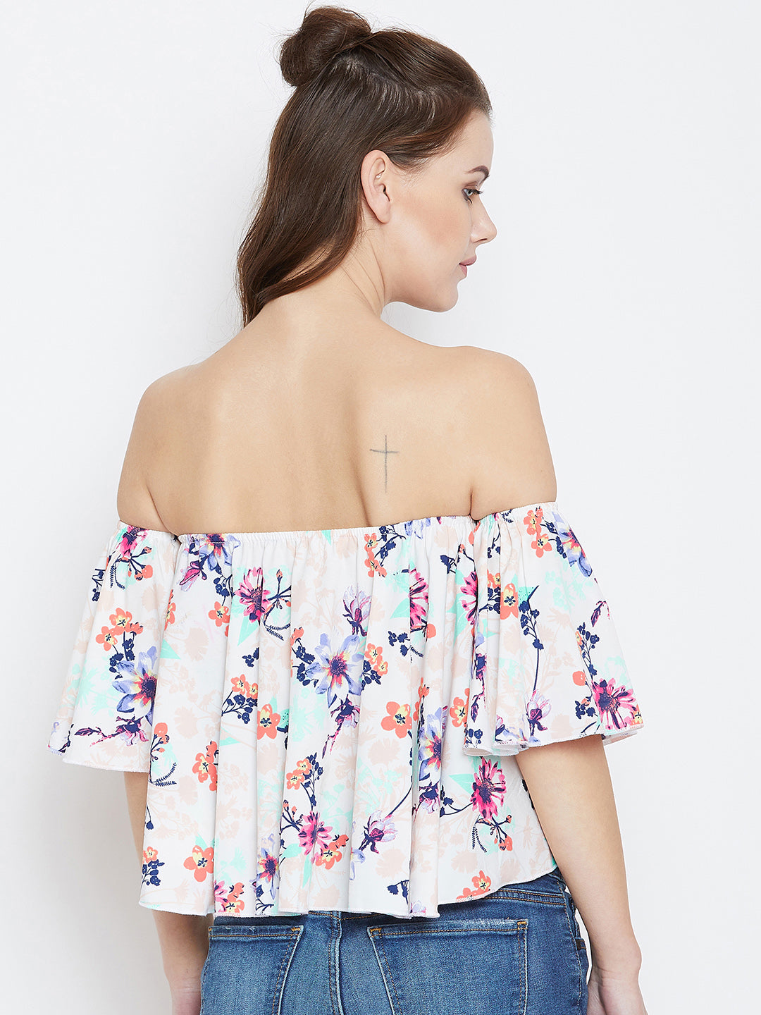White Printed Bardot Top - Berrylush
