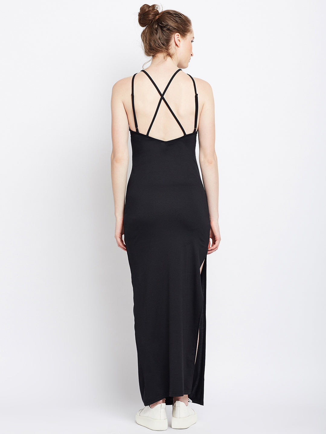 Black Solid Sheath Dress - Berrylush