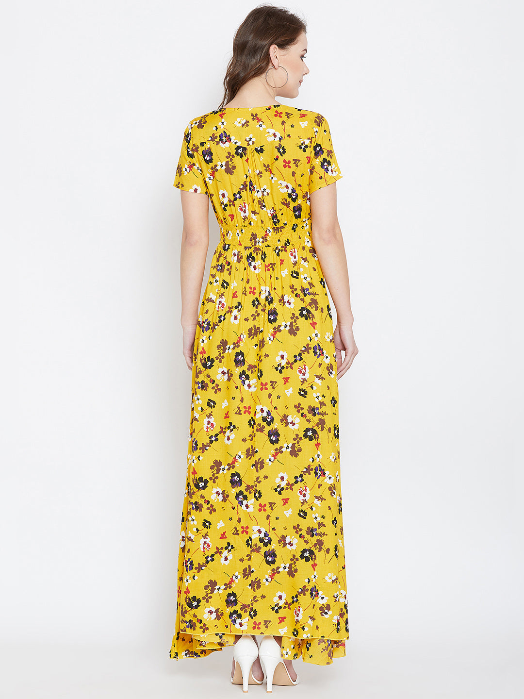 Yellow Printed Maxi Dress - Berrylush