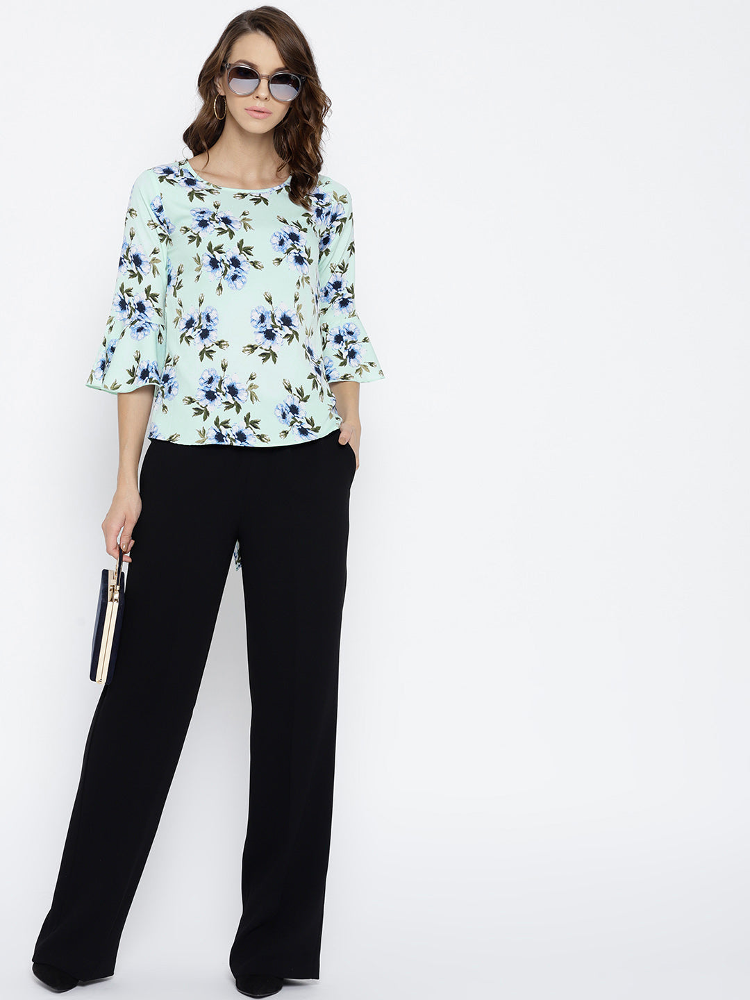 Sea Green Printed Top - Berrylush