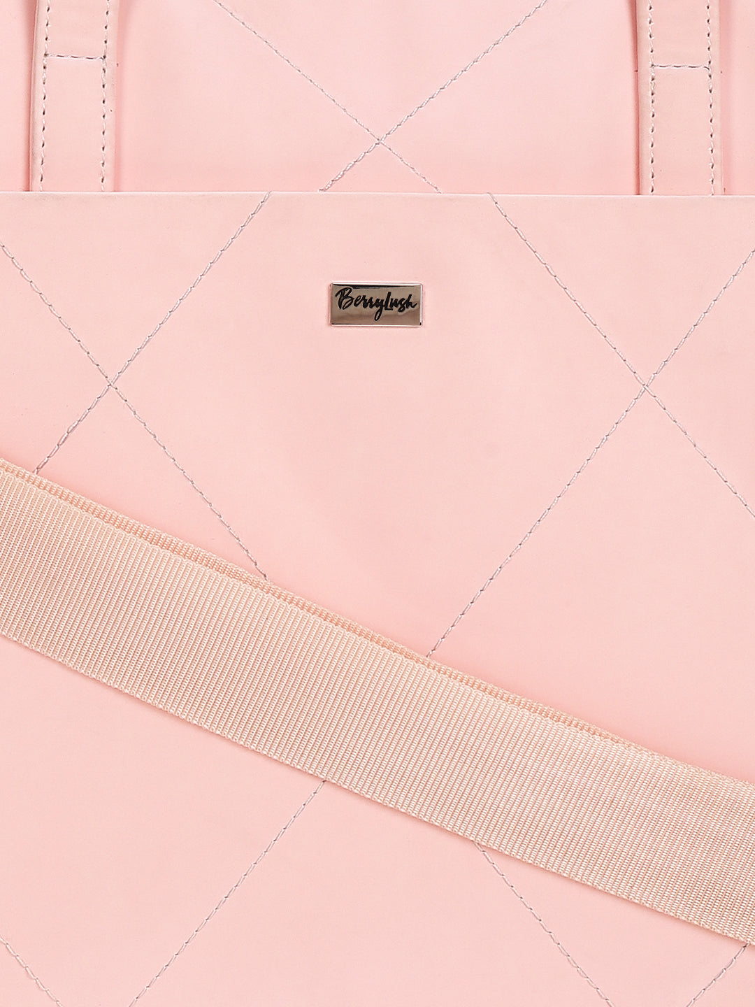 Berrylush Women Solid Pink PU Detachable Sling Strap Regular Laptop Bag