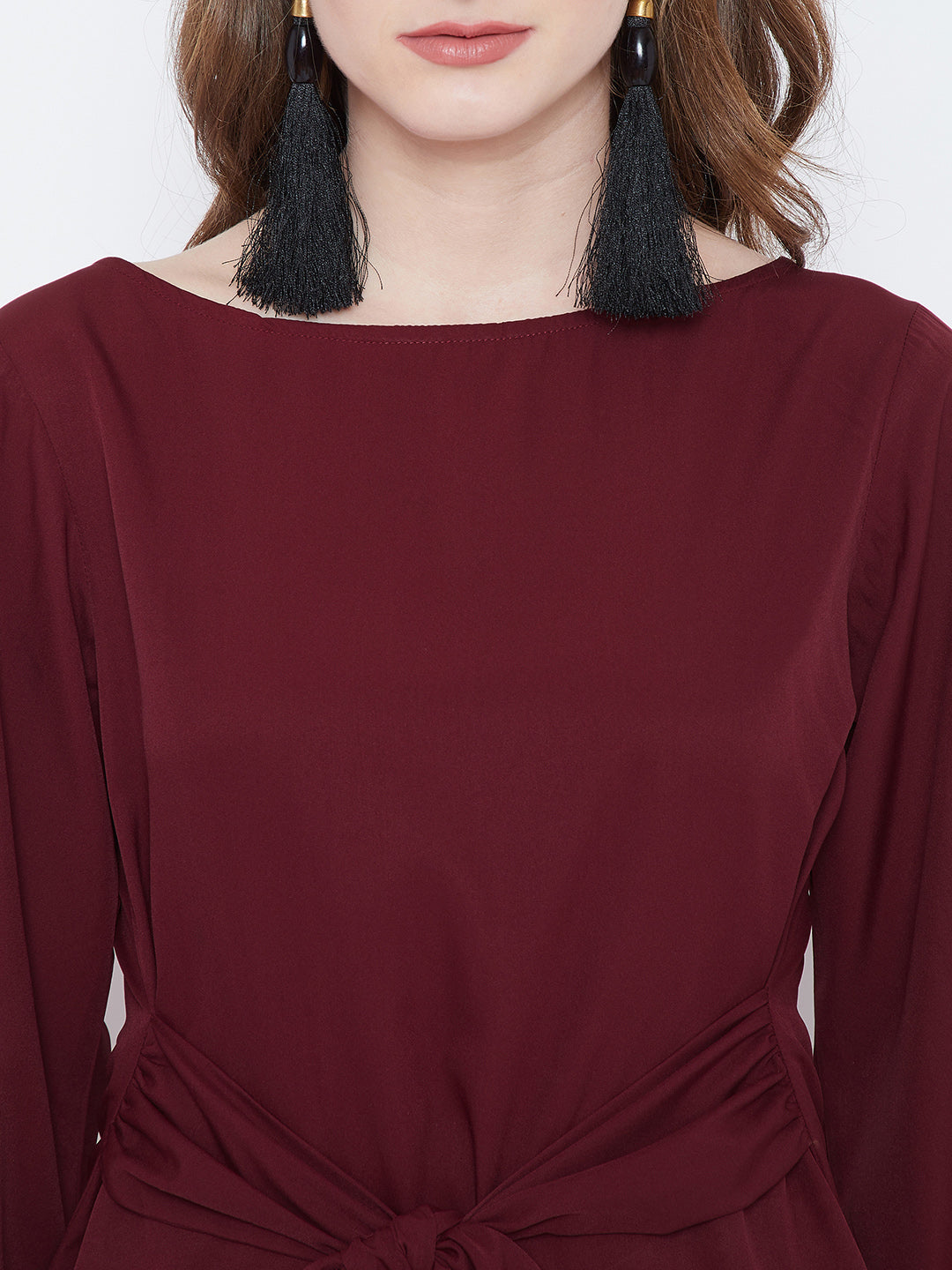 Maroon Solid A-Line Top - Berrylush