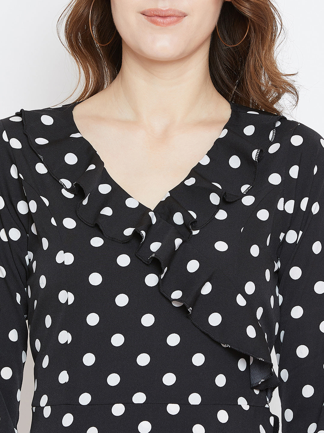 Black Polka Dot Mini Dress - Berrylush