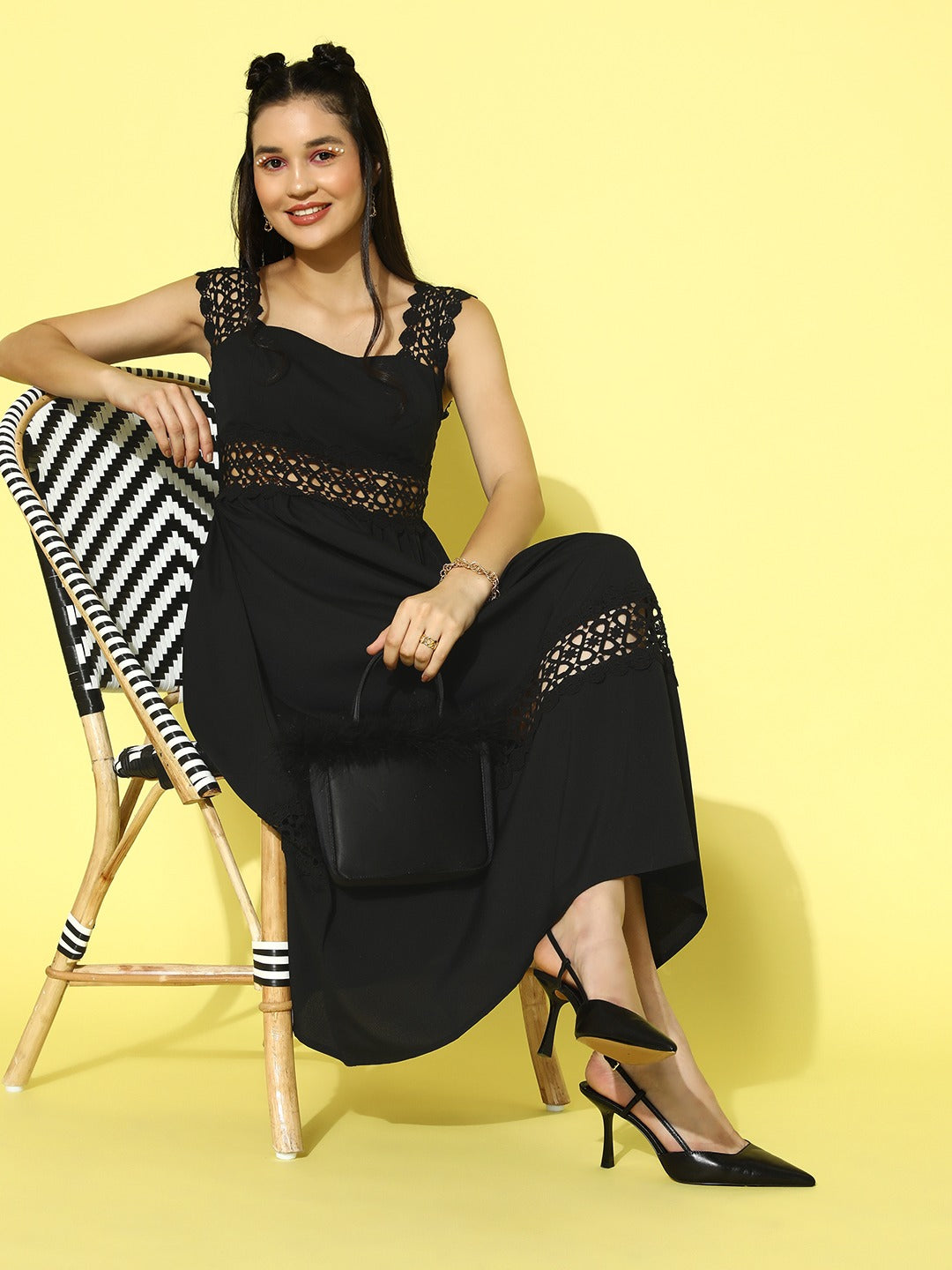 スーツ・フォーマル・ドレス UPPER EMBROIDERY FLARE DRESS lace-embellished-georgette-