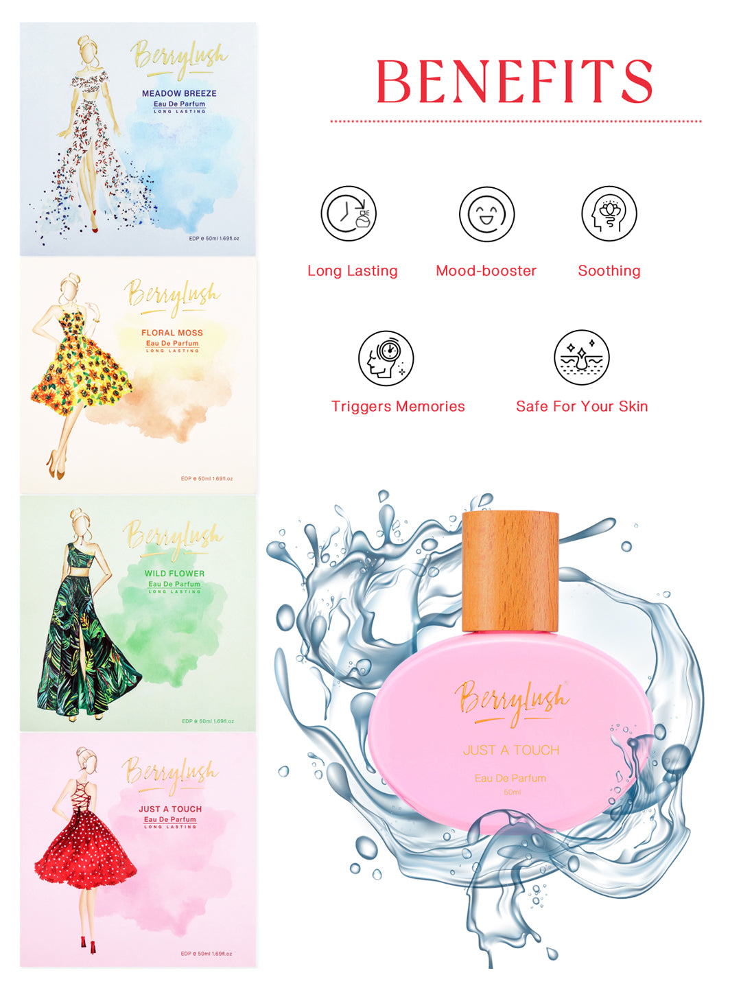 Berrylush Women Just A Touch Eau De Parfum Long Lasting Date Perfume - 50ml