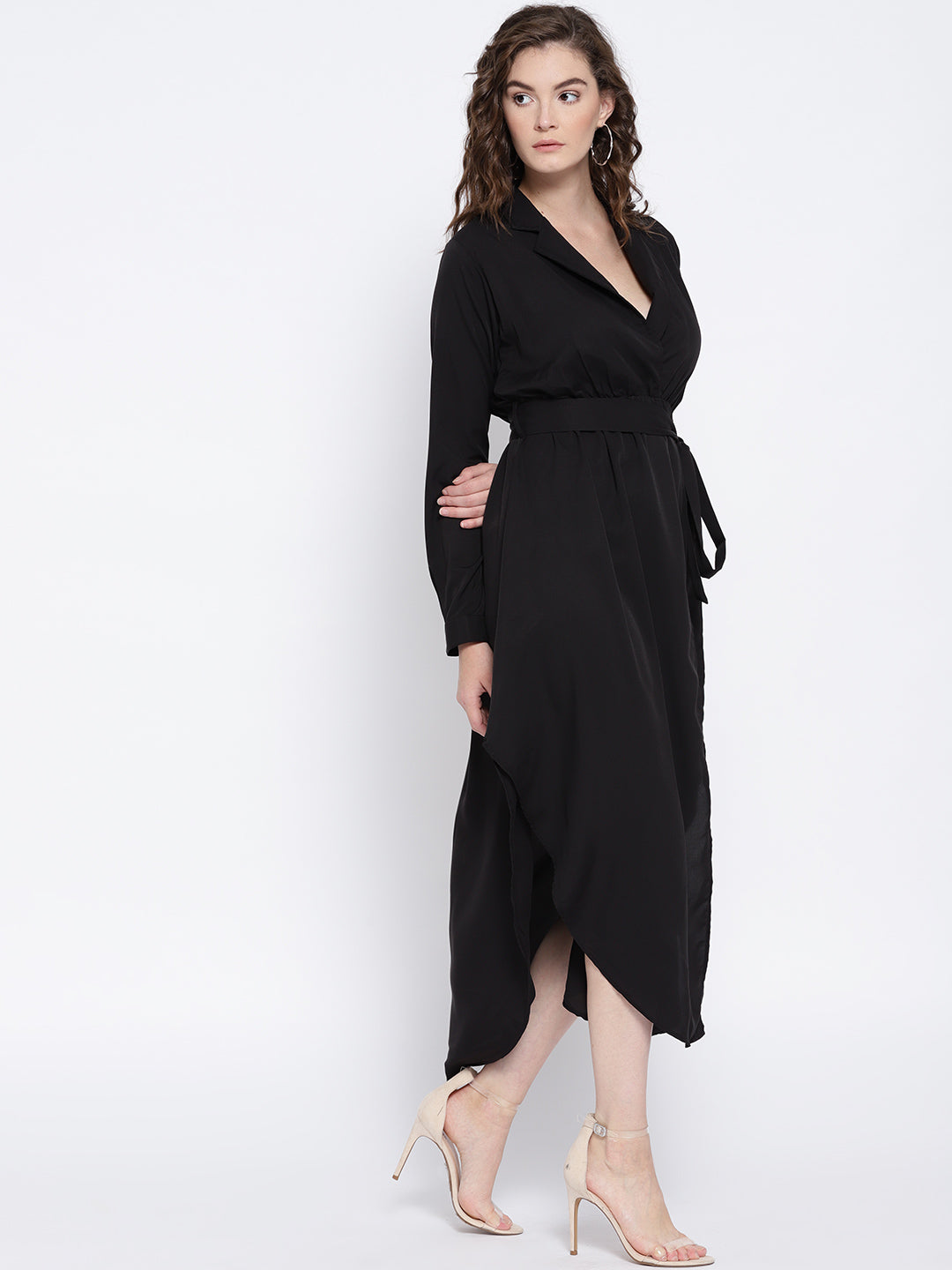 Black Solid Empire Dress - Berrylush