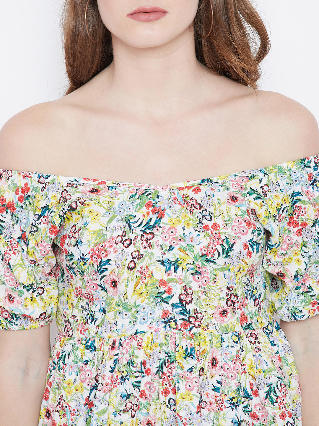 White Floral Off Shoulder Top - Berrylush