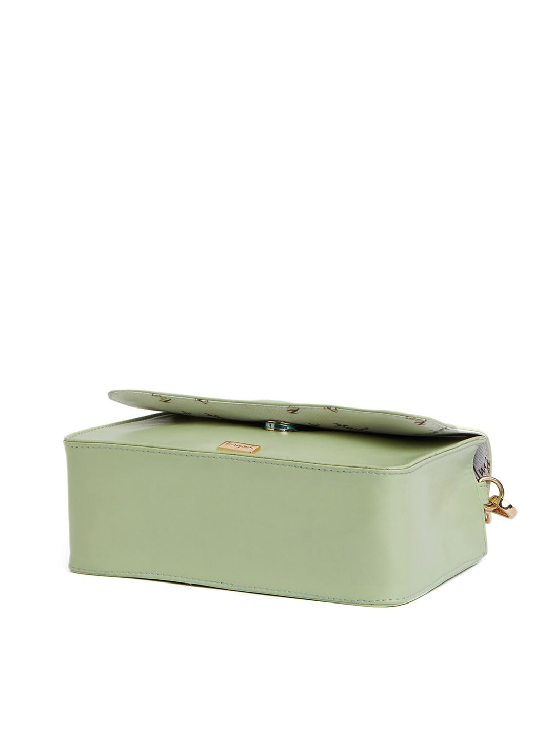 Berrylush Women Solid Green PU Detachable Sling Strap Embellished Structured Small Handheld Bag