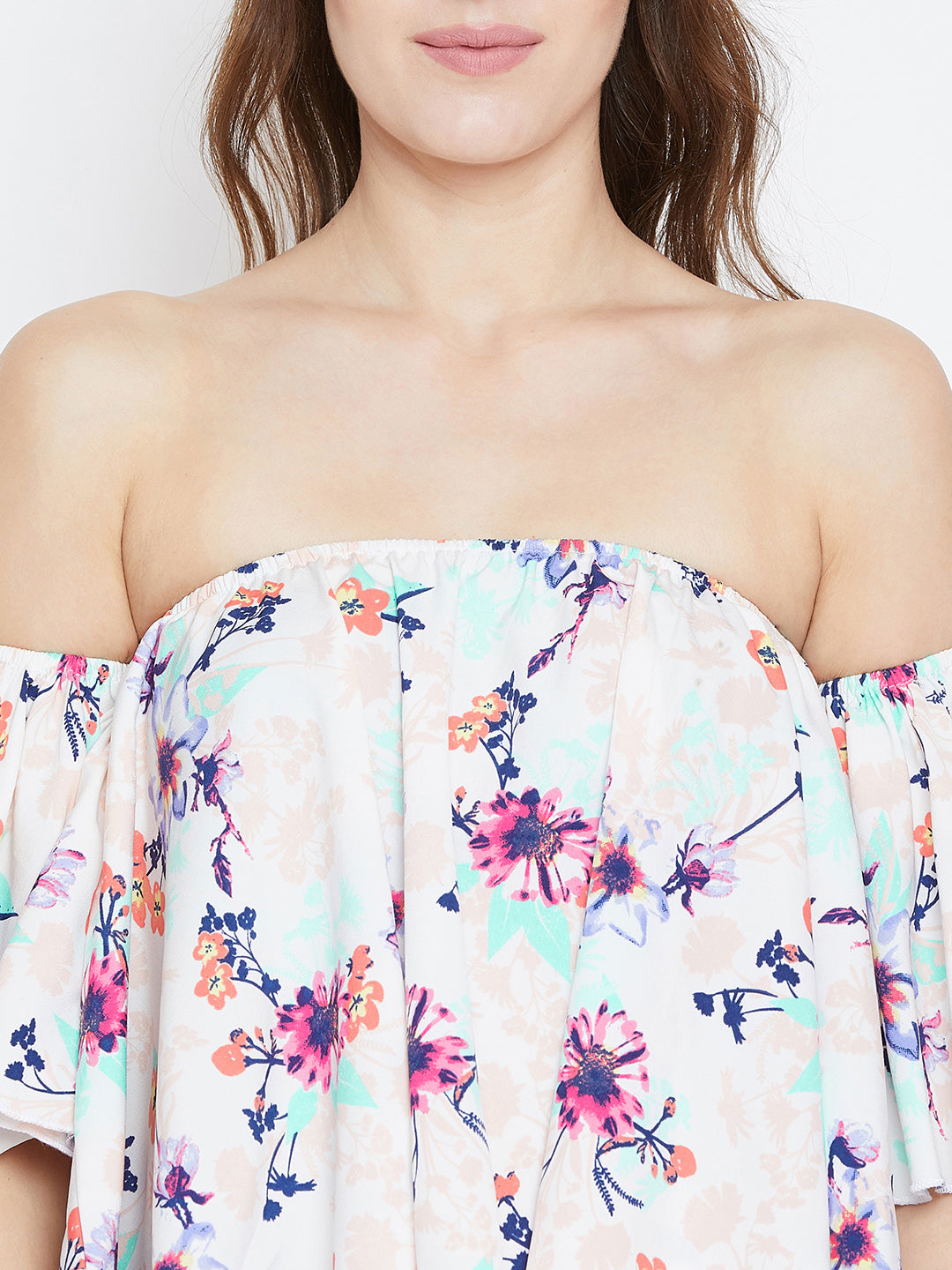 White Printed Bardot Top - Berrylush