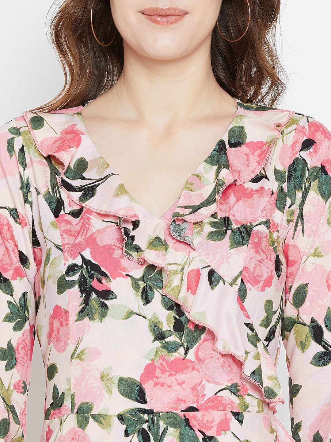 Pink Printed Fit and Flare Dress - Berrylush