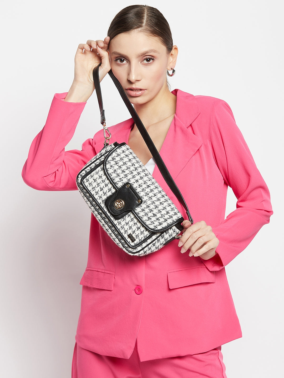 Berrylush Textured Structured Handheld Bag with Quilted