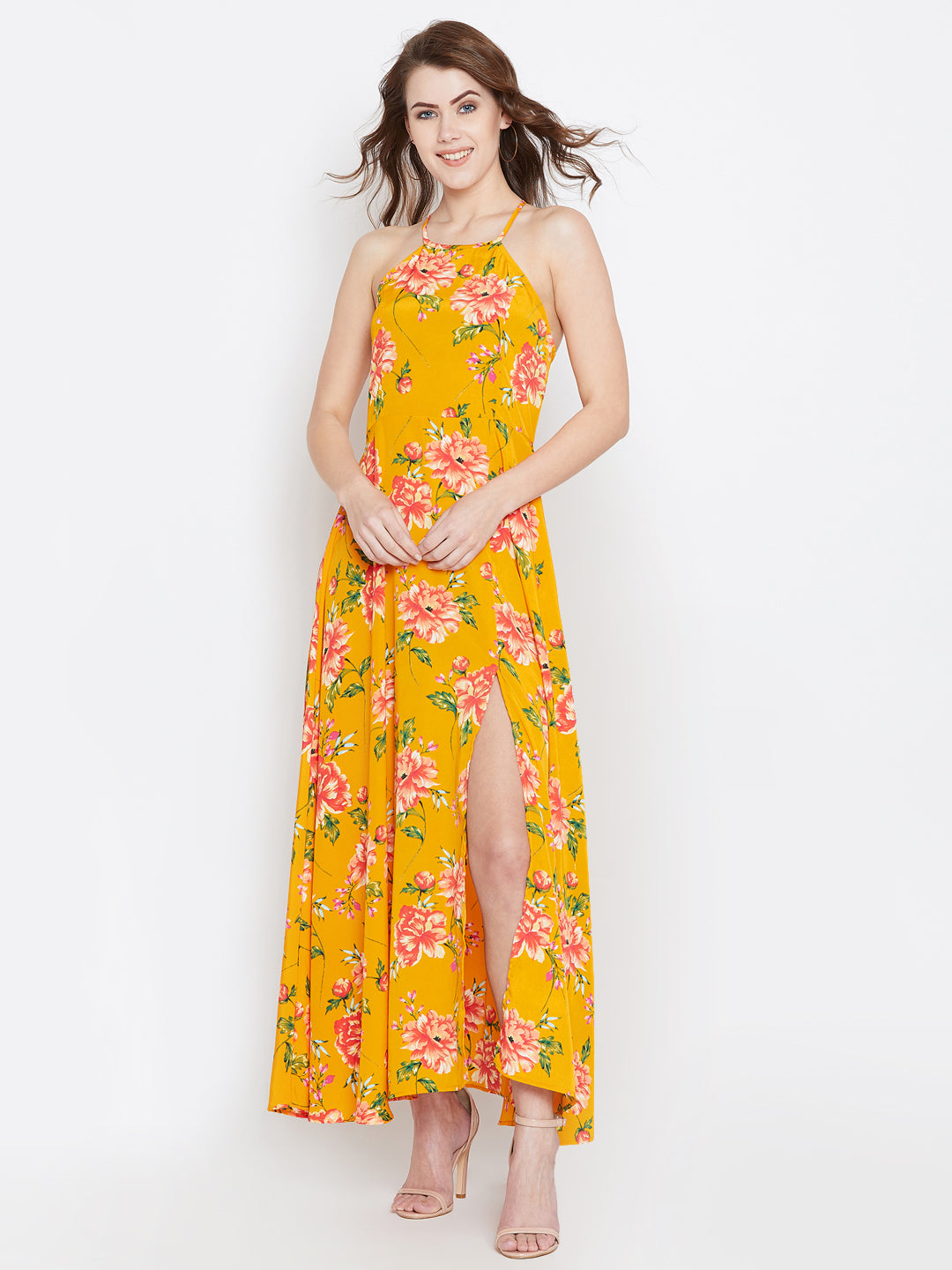 Yellow Floral Maxi Dress - Berrylush