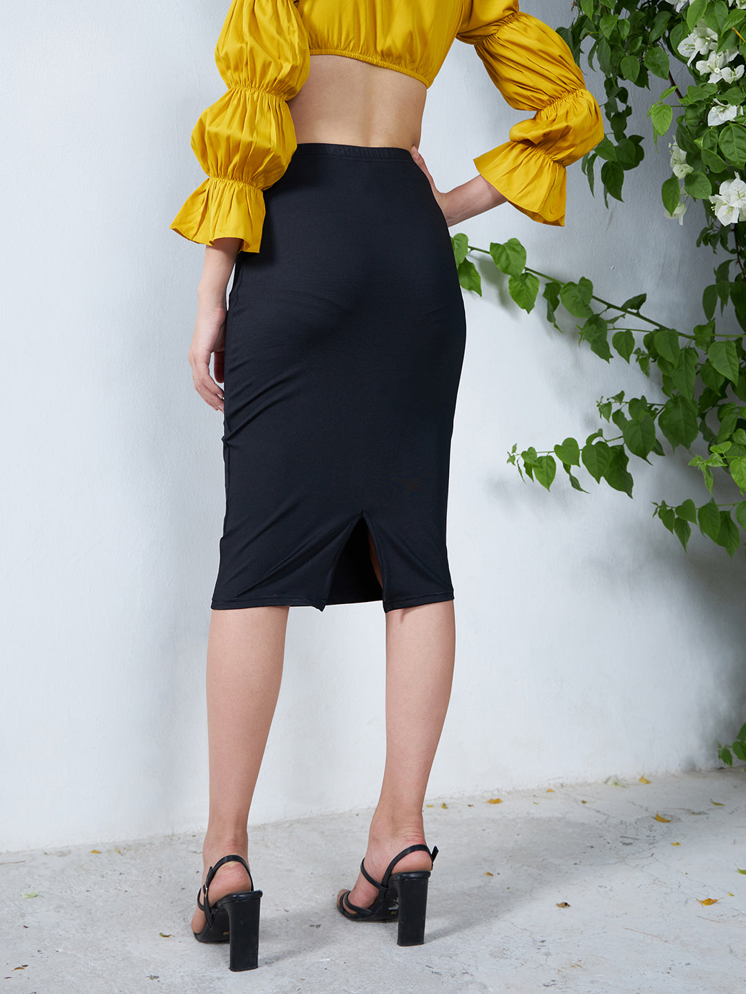 Aubrey Midi Skirt - Linen Look High Waisted Linen Look Bias Slip Skirt in  Black | Showpo NZ